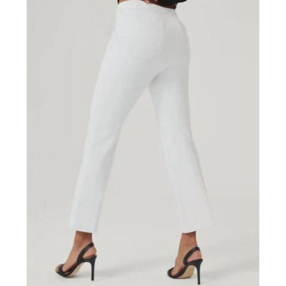SPANX Pants - Spanx Cropped Flare Pants Stretch Waist On The Go Shaping Silver Lining Large